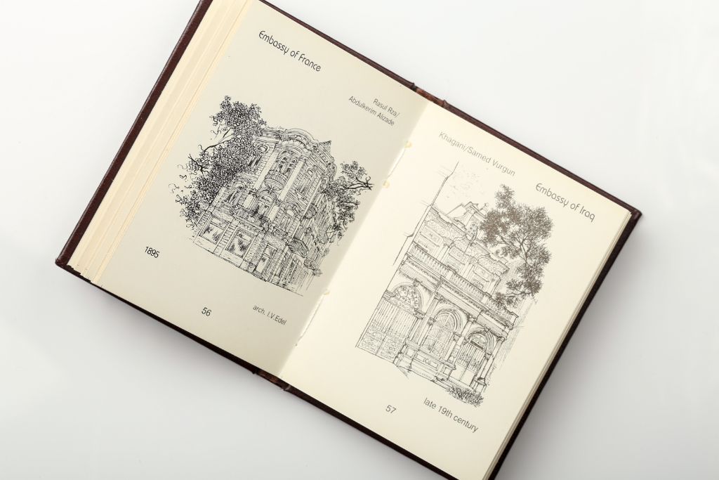 Open book Baku — drawings of French and Iraqi embassies, 19th century