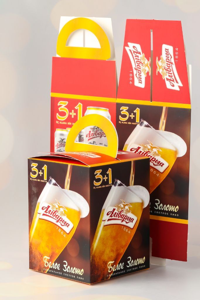 Alivaria 3+1 — promo packaging for beer cans, two sizes