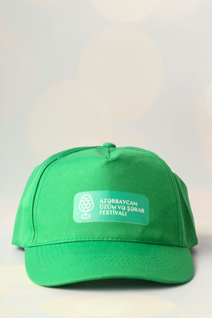Azərbaycan Üzüm və Şərab Festivalı cap — green, front view, silicone patch