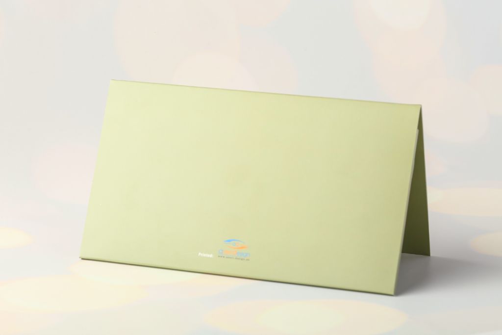 Green place card — Euro format, double-folded table card