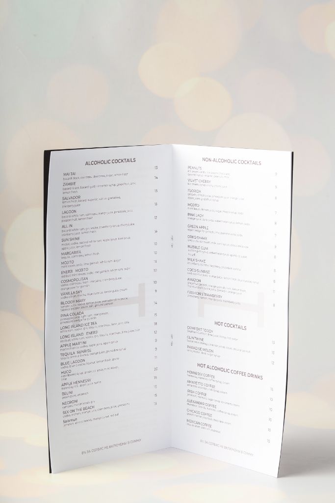 Haven menu — booklet inner spread, cocktail card: Alcoholic & Non-Alcoholic Cocktails