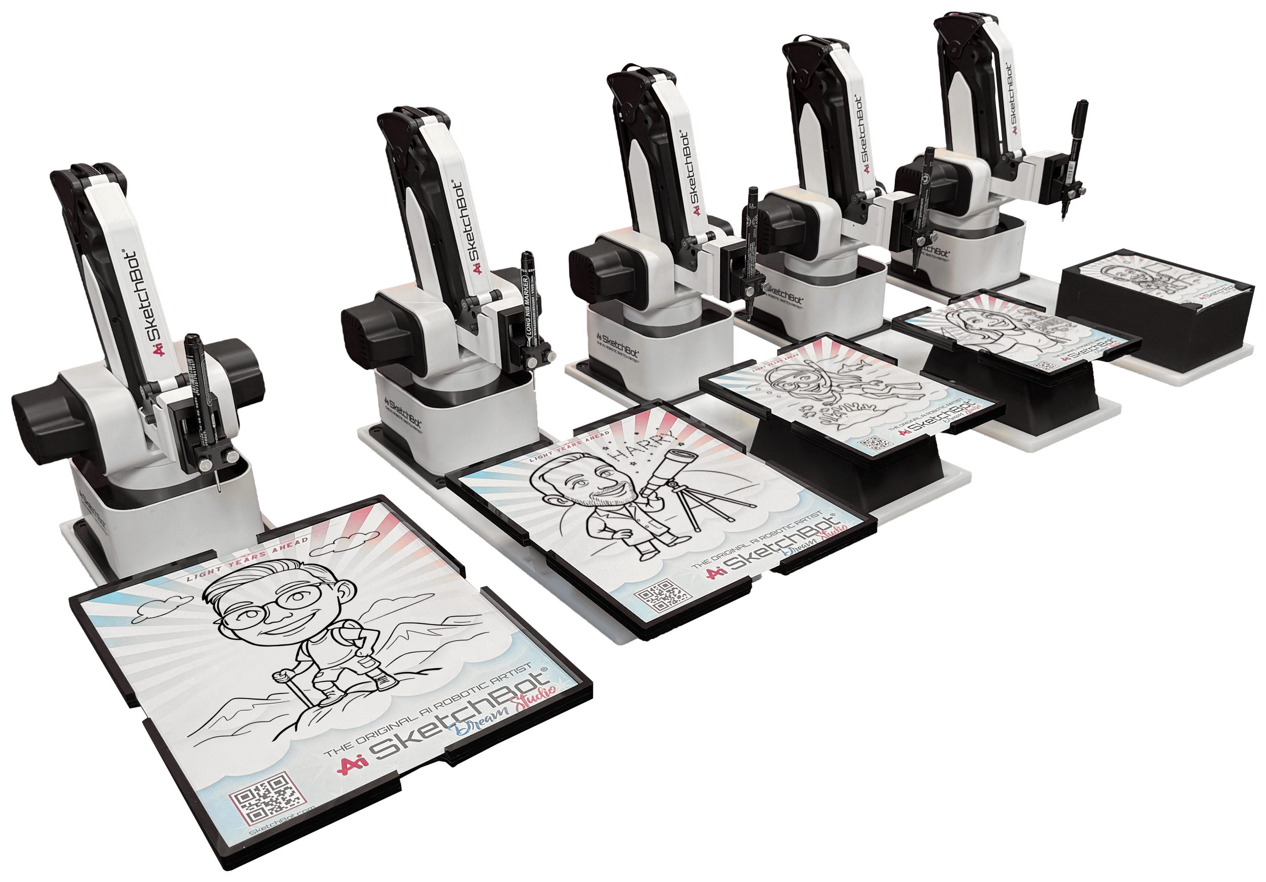 AI SketchBot robotic arm demonstration at live event