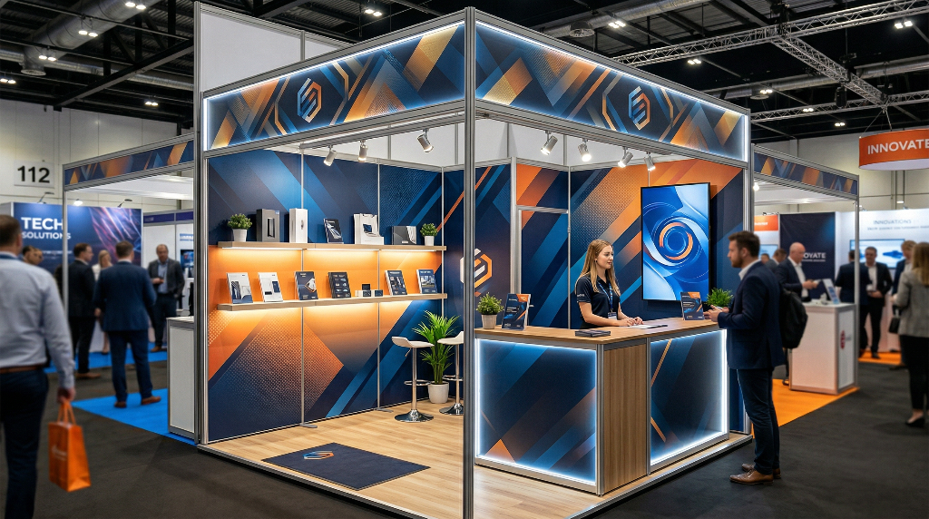 Shell scheme upgrade — full branded graphics, LED counter and product display
